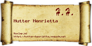 Hutter Henrietta névjegykártya